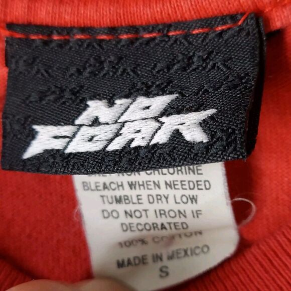 Y2K NO FEAR T-Shirt Men's S Small Double Stitch Red Black Stars Vintage Retro - Picture 3 of 7